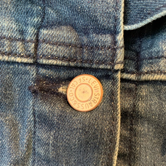 Levi’s Sleeveless Jacket Vest Bleached Los Angeles LA Dodgers Logo on Back Sz L - Picture 4 of 10